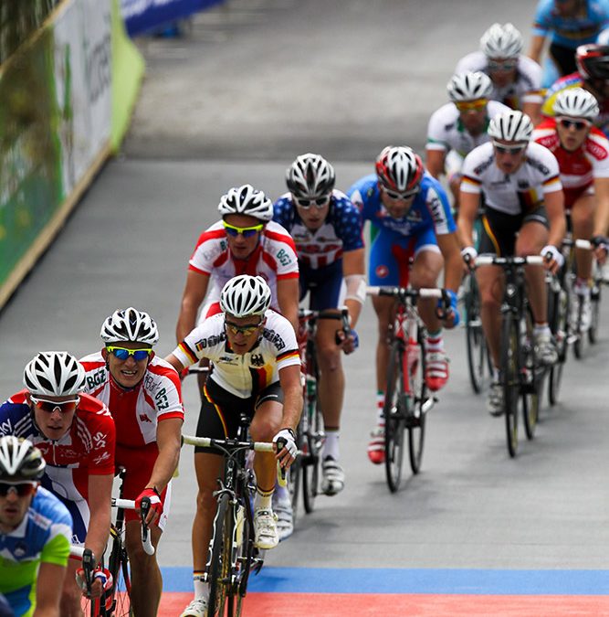 The peloton ride during the mens under 23 road race.